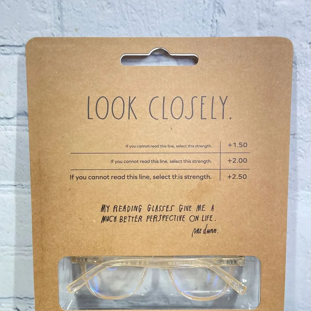 Rae Dunn Premium Blue Light Blocking 0.00 2 Glasses + Case Brown Ivory
